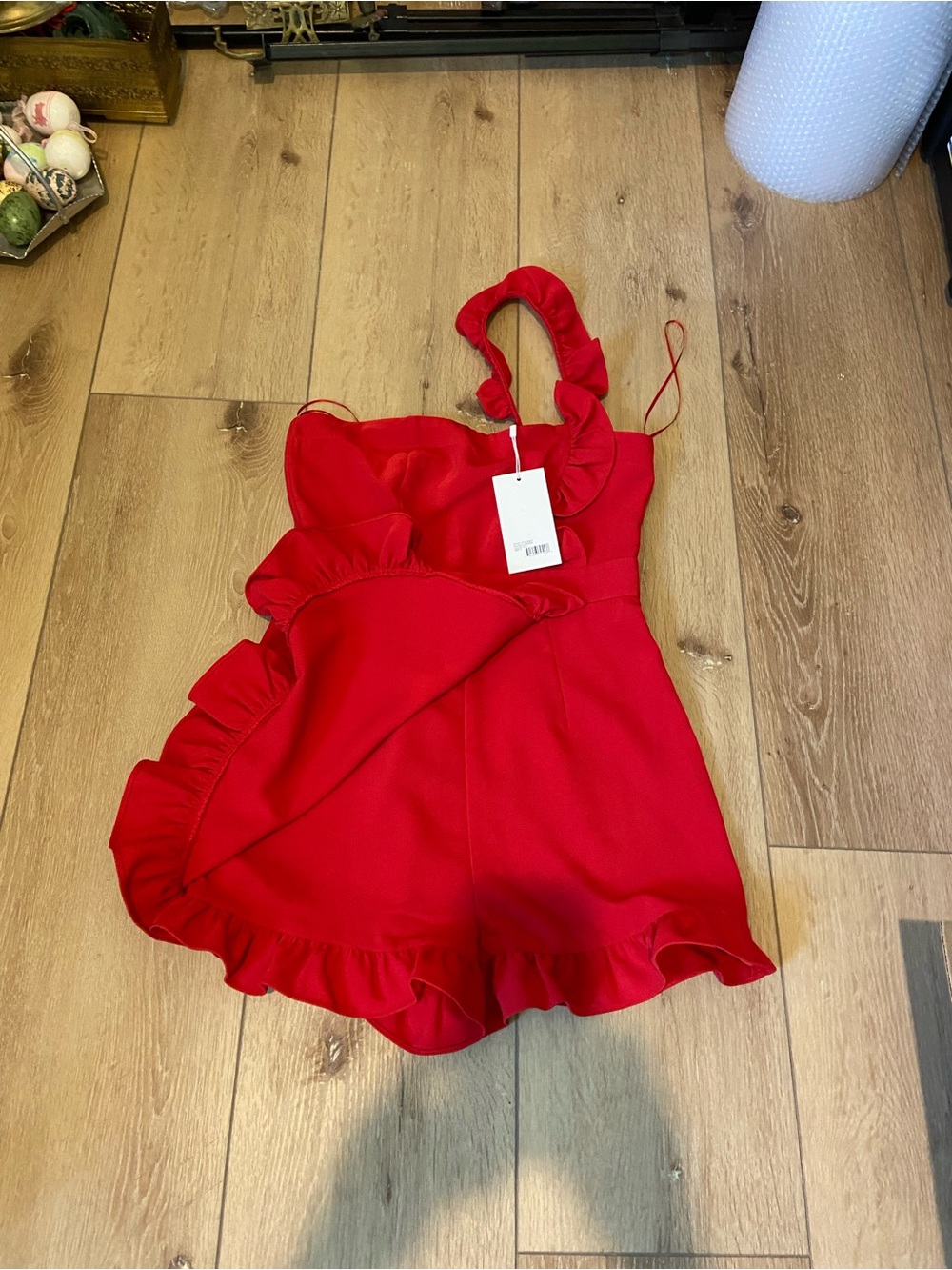 Likely Red One-Shoulder Ruffle Romper - Picture 10 of 12